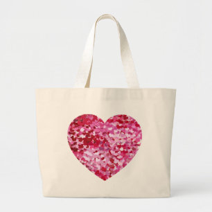 Bolso De Tela Gigante Corazones confetti rosadas