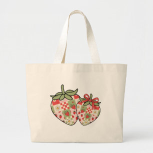 Bolso De Tela Gigante Corazones de Fresa de Patchwork Arte Coquette Lind