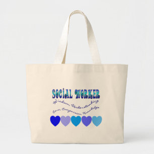Bolso De Tela Gigante CORAZONES del AZUL del asistente social
