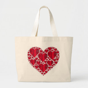 BOLSO DE TELA GIGANTE CORAZONES ROJOS PARA EL DÍA DE SAN VALENTÍN