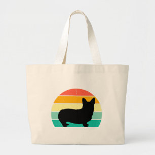 Bolso De Tela Gigante Corgi retro Sunset