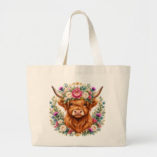 Bolso De Tela Gigante Corona floral de vaca de las Tierras Altas Botánic
