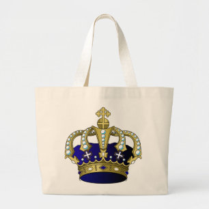 Bolso De Tela Gigante Corona real del azul y del oro