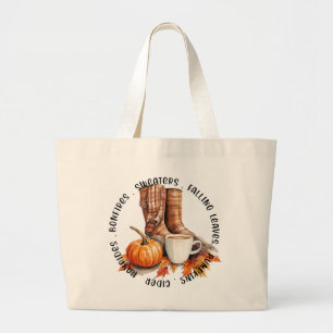 Bolso De Tela Gigante Cosmopolita - Boots, especias de calabaza, hoguera