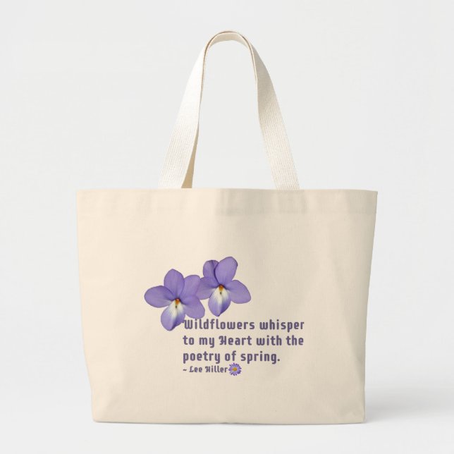 Bolso De Tela Gigante Cotización de flores silvestres con violeta de pie (Frente)