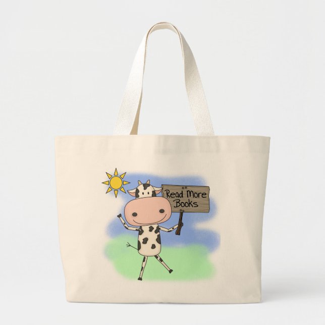 Bolso De Tela Gigante Cow Leer más libros (Frente)