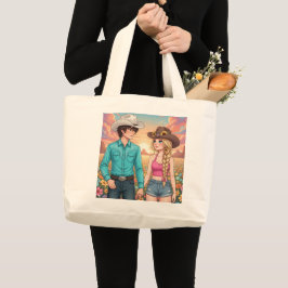 Bolso De Tela Gigante cowboy and cowgirl anime style