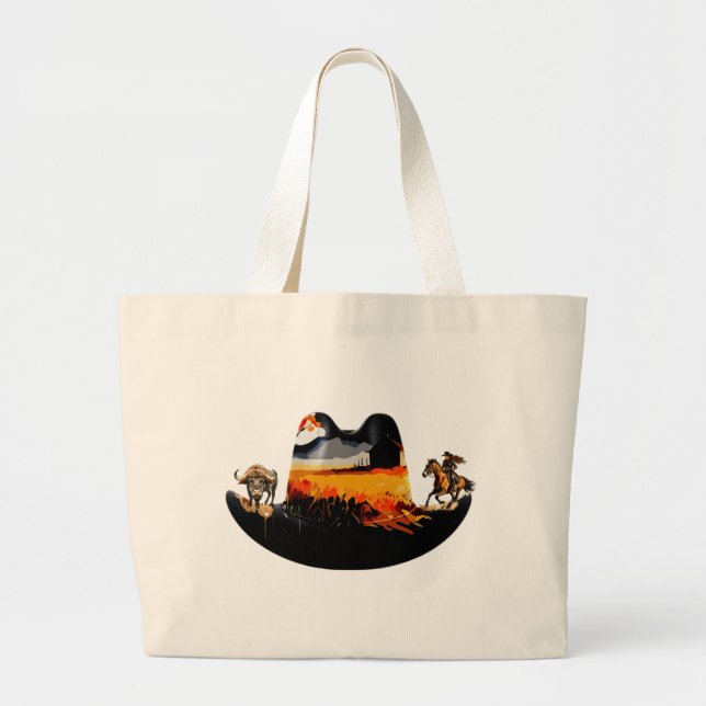 Bolso De Tela Gigante Cowboy States Gorra (Frente)