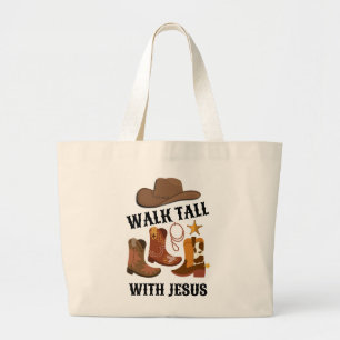Bolso De Tela Gigante Cowboy WALK TALL CON JESUS Christian