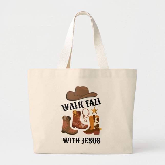 Bolso De Tela Gigante Cowboy WALK TALL CON JESUS Christian (Frente)