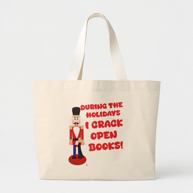 Bolso De Tela Gigante Crack Open Boks Nutcracker leyendo vacaciones (Frente)