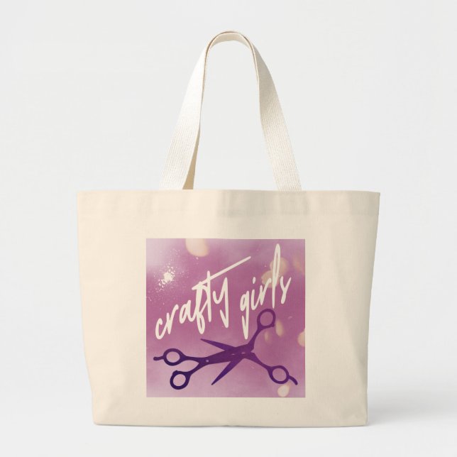 Bolso De Tela Gigante Crafty Girls, Subtle Sapphic, Lavender Scissors  (Frente)