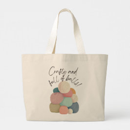 Bolso De Tela Gigante Crafty y lleno de bolas | Yarn Project Tote Bag