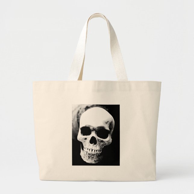 Bolso De Tela Gigante Cráneo blanco y negro (Frente)