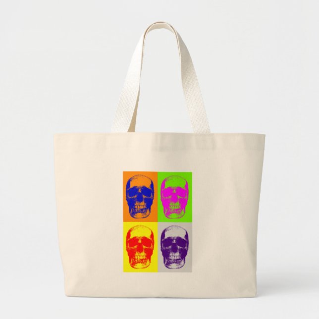Bolso De Tela Gigante Cráneo de arte pop (Frente)