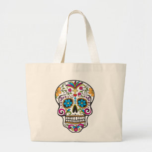 Bolso De Tela Gigante Cráneo de azúcar lindo feliz día de los muertos
