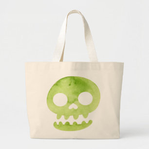 Bolso De Tela Gigante Cráneo de Halloween verde