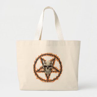 Bolso De Tela Gigante Cráneo del demonio y Pentagram ardiente