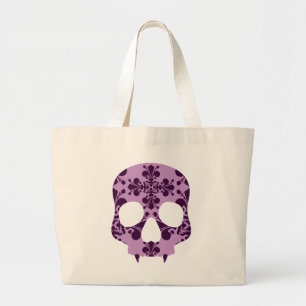 Bolso De Tela Gigante Cráneo fanged damasco púrpura punky