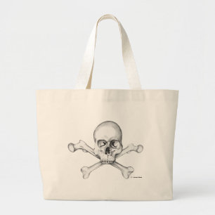 Bolso De Tela Gigante Cráneo y bandera pirata