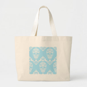 Bolso De Tela Gigante cráneos victorianos azules