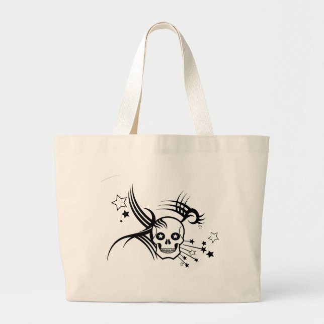 Bolso De Tela Gigante Cráneos y estrellas (Frente)