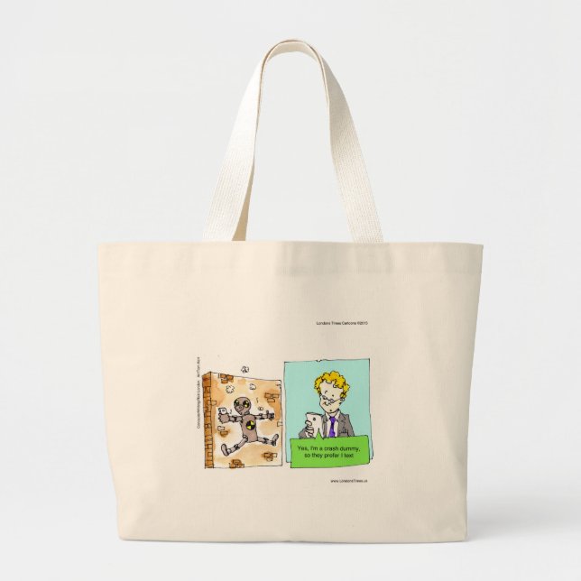 Bolso De Tela Gigante Crash Text Dummy Funny (Frente)