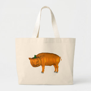 Bolso De Tela Gigante Crazy Halloween Pig
