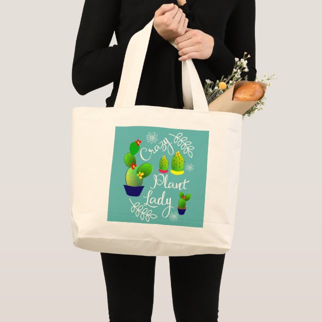 Bolso De Tela Gigante Crazy Plant Lady Funny Cactus (Anverso (producto))