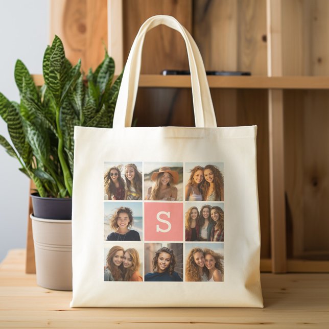 Bolso De Tela Gigante Crear su propio monograma de Personalizado de Inst (Personalized tote bag with photos and monogram)