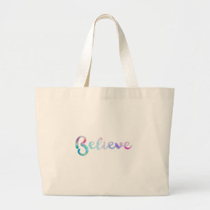 Bolso De Tela Gigante Creer arte de tipografía acuarela