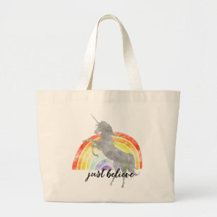 Bolso De Tela Gigante Creer en Rainbow Unicorn