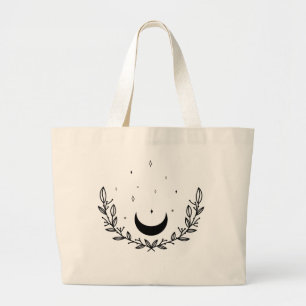Bolso De Tela Gigante Crescent Moon y deja el arte de la línea Boho