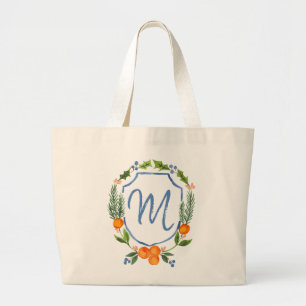 Bolso De Tela Gigante Crest Citrus Chinoiserie Monograma