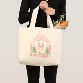 Bolso De Tela Gigante Cresta de Monograma de Cascanueces Rosa Acuarela