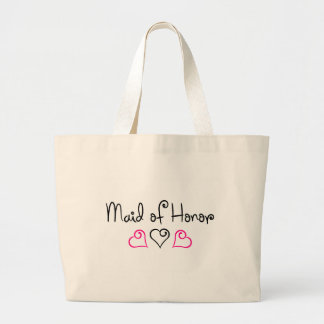 Bolso De Tela Gigante Criada de los corazones rosados y negros del honor