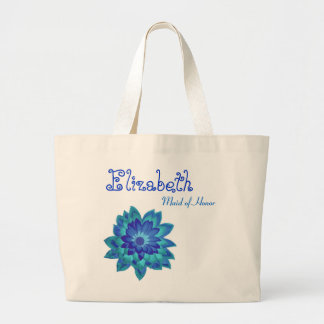 Bolso De Tela Gigante Criada del honor personalizada flor azul