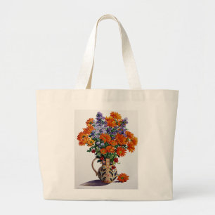 Bolso De Tela Gigante Crisantemos anaranjados