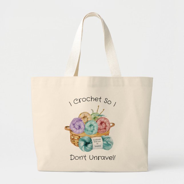 Bolso De Tela Gigante Crochet Funny Personalizado (Frente)