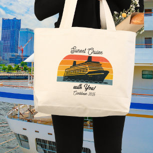 Bolso De Tela Gigante Crucero al atardecer contigo Personaliza Naranja/A