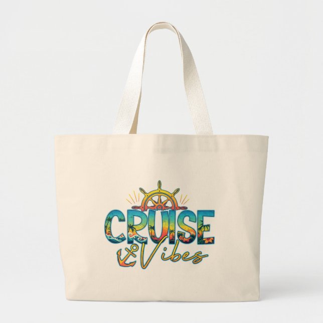 Bolso De Tela Gigante Cruise Vibes Beach Nautical Tote Bag (Frente)