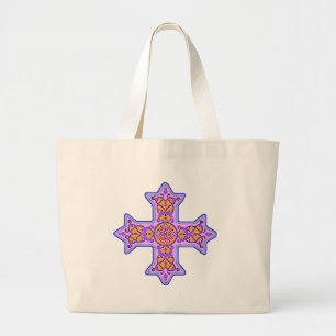 Bolso De Tela Gigante Cruz copta en colores pastel magnífica