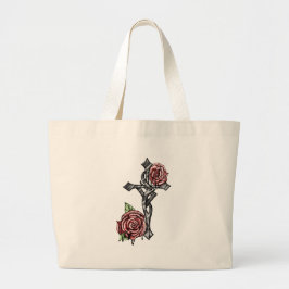 Bolso De Tela Gigante Cruz de sangre y Rosas