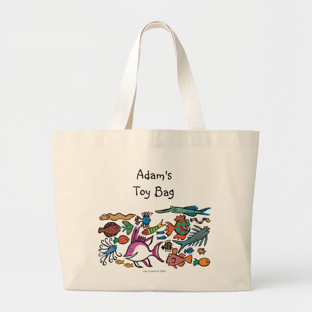 Bolso De Tela Gigante ¿Cuántos diversos pescados puede usted ver? (Frente)