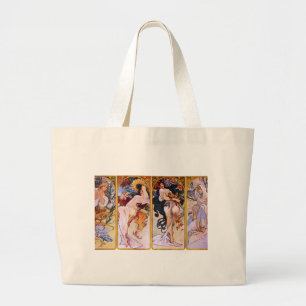 Bolso De Tela Gigante Cuatro Estaciones por Alfons Mucha Art Deco Nouvea