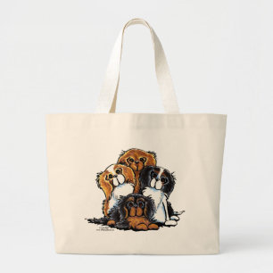 Bolso De Tela Gigante Cuatro perros de aguas de rey Charles arrogantes