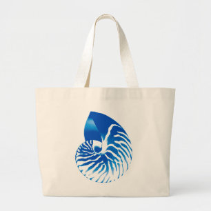 Bolso De Tela Gigante Cubierta de Nautilus - azul cobalto y blanco