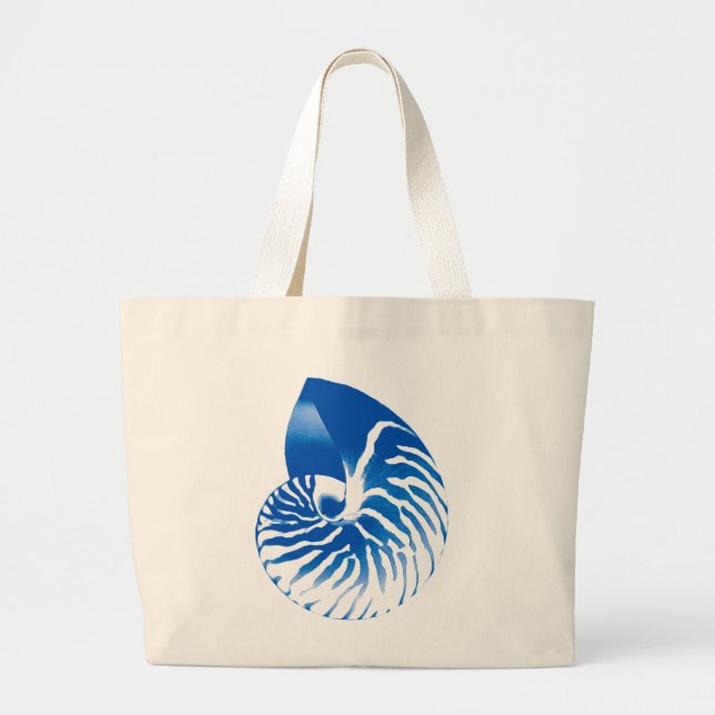 Bolso De Tela Gigante Cubierta de Nautilus - azul cobalto y blanco (Frente)