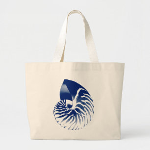 Bolso De Tela Gigante Cubierta de Nautilus - azul marino y blanco