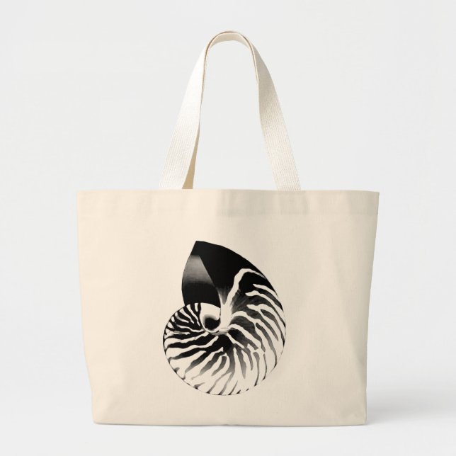 Bolso De Tela Gigante Cubierta de Nautilus - negro, gris y blanco (Frente)